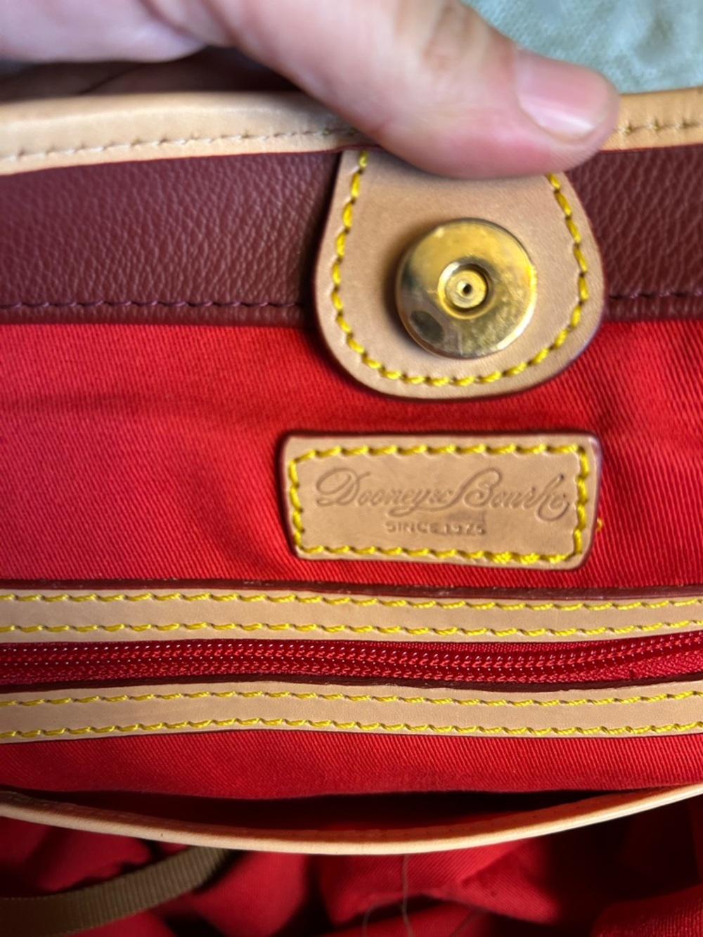 Dooney & Bourke Burgundy Tote with Tan Trim EVA BAILEY TOTE - Picture 15 of 16